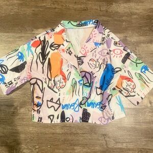 SHEIN Multicolor Abstract Print Blouse